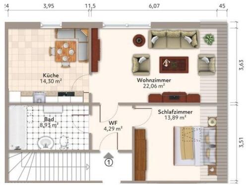Foto - 2ZKB in Sengwarden - 500,00&nbsp;EUR Kaltmiete, ca.&nbsp; 62,50&nbsp;m&sup2;