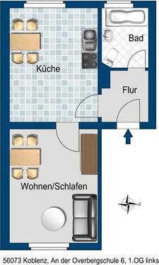 Foto - 1 Zimmer Etagenwohnung zur Miete in Koblenz