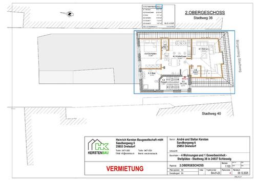 Foto - Helle 2-Zimmer DG-WHG mit Stellplatz in Schleswig (Erstbezug)