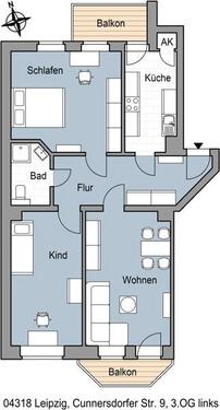 Foto - 3 Zimmer Etagenwohnung zur Miete in Leipzig