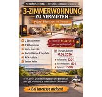 3 Zimmer-Wohnung mit Terrasse in Schwäbisch Hall zu vermieten.