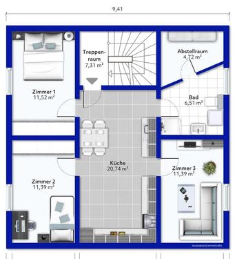 Foto - WG-Zimmer in gepflegter 3-Zimmer-Wohnung mit Gartenmitnutzung in Gießen-Wieseck