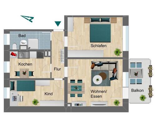 Foto - 3 Zimmer Etagenwohnung zur Miete in Pößneck