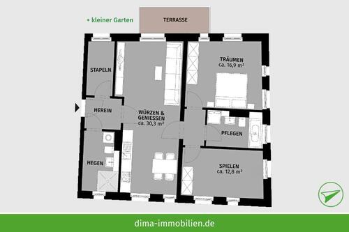 Foto - 3 Zimmer Erdgeschoßwohnung zur Miete in Leipzig