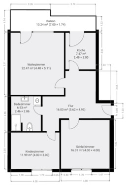 Foto - 3-Zimmer-Wohnung - 1.100,00&nbsp;EUR Kaltmiete, ca.&nbsp; 85,00&nbsp;m&sup2;