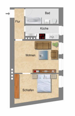Foto - 2 Zimmer Etagenwohnung zur Miete in Magdeburg