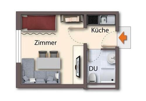 Foto - 1 ZKB in 35440 Linden - 611,00&nbsp;EUR Kaltmiete, ca.&nbsp; 15,00&nbsp;m&sup2;