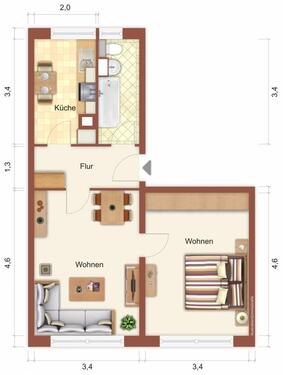 Foto - 2 Zimmer Etagenwohnung zur Miete in Schwedt (Oder)