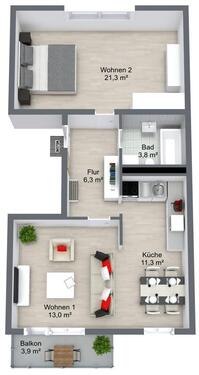 Foto - 2 Zimmer Etagenwohnung zur Miete in Schwedt (Oder)