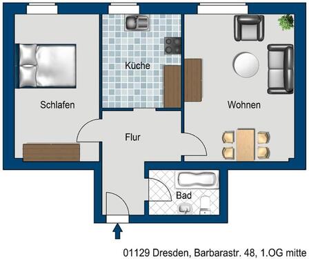 Foto - Sanierte 2-Raum Wohnung in ruhiger Lage