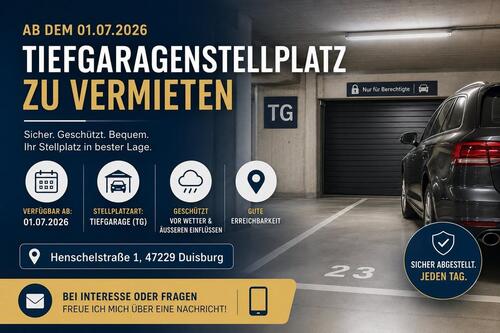 Foto - Tiefgarage zu vermieten - ab 01.07.2026 - TG-Stellplatz Duisburg