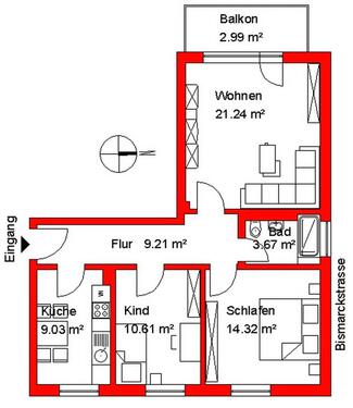 Foto - Etagenwohnung in Wilhelmshaven zur Miete
