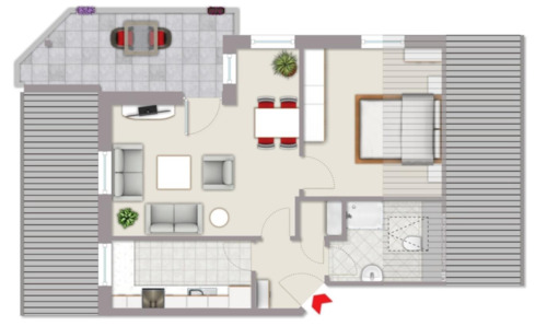 Foto - 2 Zimmer Dachgeschoss Wohnung mit Balkon 48qm