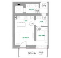 Amberg: 2-Zi Wohnung in 1.OG mit EBK, Südbalkon und TG Stellplatz