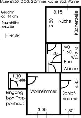 Foto - Wohnung m², 2 Zimmer, Badewanne, Innenstadt