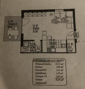 Foto - Wohnung 1 Zimmer Erdgeschoss ca. 40 qm Schrobenhausen
