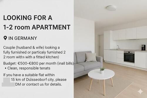 Foto - Looking for a 1-2 room apartment for 2 Persons from January-2026