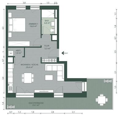 Foto - 2 Zimmer Dachgeschoßwohnung zur Miete in Hamburg