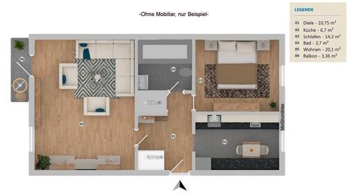 Foto - Helle 2-Zimmer Wohnung zu vermieten