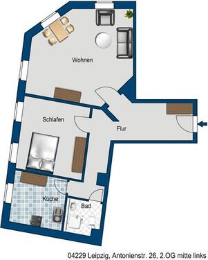 Foto - 2 Zimmer Etagenwohnung zur Miete in Leipzig