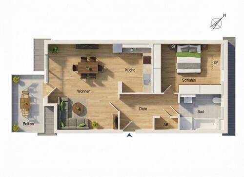 Foto - 2 Zimmer Dachgeschoßwohnung zur Miete in Würselen