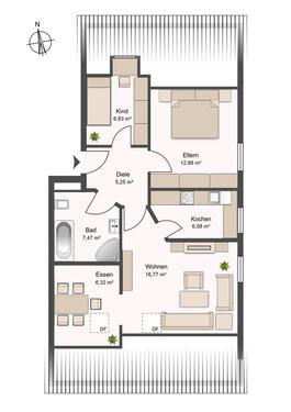 Foto - 3 Zimmer Dachgeschoßwohnung zur Miete in Wettstetten