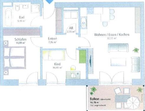 Foto - Helle 3-Zimmer Wohnung mit Balkon im 1. OG in Schwabach-Eichwasen