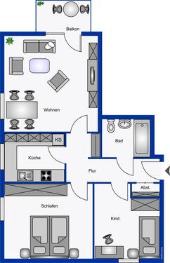 Foto - 3-Zimmer-Wohnung mit Balkon - WBS erforderlich