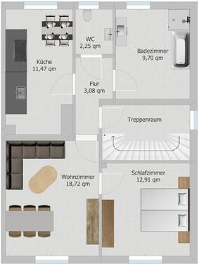 Foto - Zentrale Obergeschosswohnung – 2 ZKB mit 58 m²