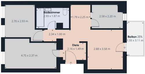Foto - Frisch renovierte 3-Zimmer-Wohnung mit Balkon & Garten, ruhig