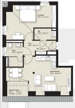 Foto - Erstbezug- Moderne Dachgeschoss 2-Zimmer Wohnung in Großburgwedel