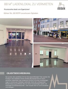 Foto - 88 Mª LADENLOKAL ZU VERMIETEN Leverkusen Opladen Provisionsfrei