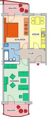 Foto - Schöne 2-Raumwohnung mit 2 Balkonen und Küchenmöbel bei Bedarf
