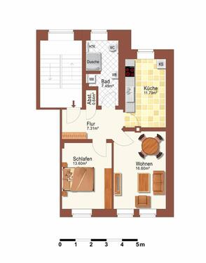 Foto - 2 Zimmer - 60 m² - EG - mit Küche - WG geeignet