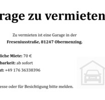 GARAGE – Stellplatz zu vermieten - München Pasing-Obermenzing