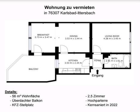 Foto - Wohnung in Karlsbad Ittersbach zu vermieten