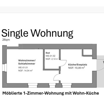Foto - Ab 1.5.26 Möblierte 1-Zi.-Wohnung mit Wohn-Küche Nähe Klinikum ES