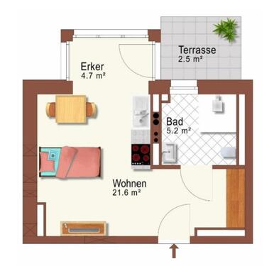 Foto - 1 Zimmer Etagenwohnung in Karlsruhe