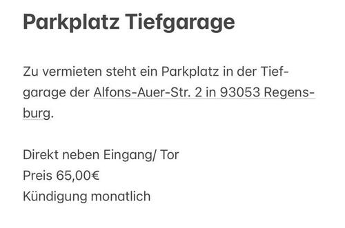 Foto - Tiefgaragen Stellplatz Parkplatz Garage