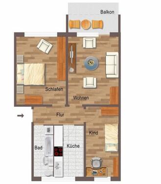 Foto - 3 Zimmer Etagenwohnung zur Miete in Weißenfels