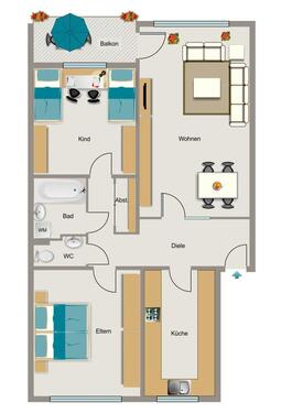 Foto - 3.5 Zimmer Erdgeschoßwohnung in Duisburg