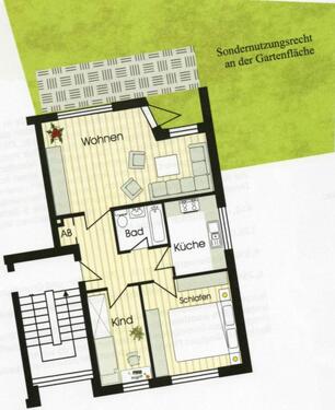 Foto - Gelegenheit! Renov.bed. 3-Zi.-Wohnung mit Gartenanteil