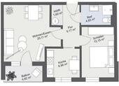 Foto - 2 Zimmer Etagenwohnung zur Miete in Neubrandenburg
