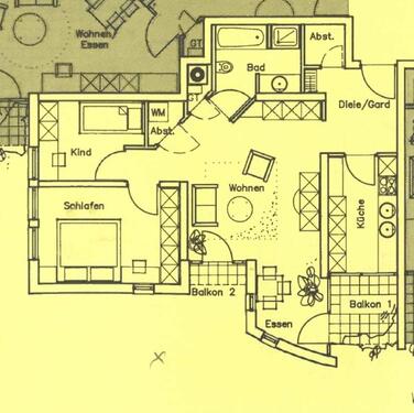 Foto - 3-Zimmer-Wohnung, 2. OG mit Balkon, Keller u. TG, Ohne Makler