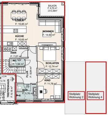 Foto - Obergeschosswohnung 4 Zimmer Küche Bad
