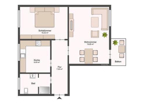 Foto - Wohnung zur Miete mit Garage und Balkon- TG Wohnung