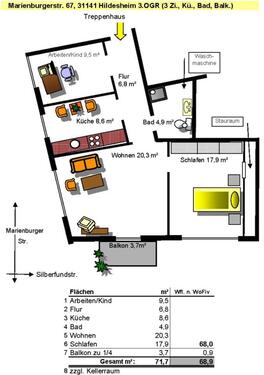Foto - 3 Zimmer Etagenwohnung zur Miete in Hildesheim