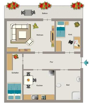 Foto - 3.5 Zimmer Etagenwohnung zur Miete in Kamp-Lintfort