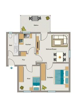 Foto - 3.5 Zimmer Erdgeschoßwohnung zur Miete in Voerde (Niederrhein)
