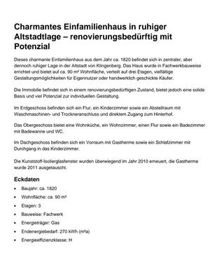 Foto - 4 Zimmer Reihenhaus zum Kaufen in Klingenberg am Main